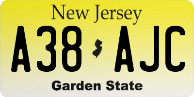NJ license plate A38AJC