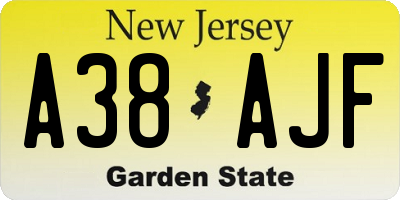 NJ license plate A38AJF