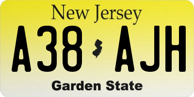 NJ license plate A38AJH