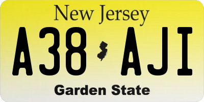 NJ license plate A38AJI