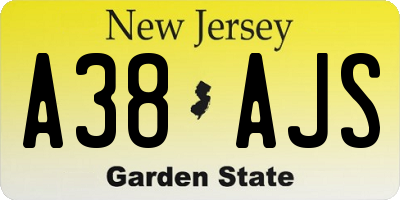 NJ license plate A38AJS