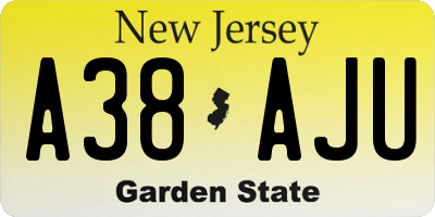 NJ license plate A38AJU