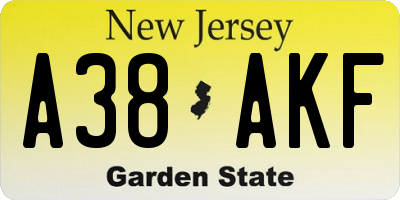 NJ license plate A38AKF
