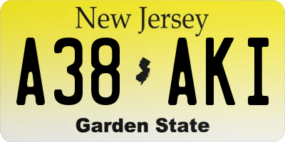NJ license plate A38AKI