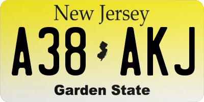 NJ license plate A38AKJ