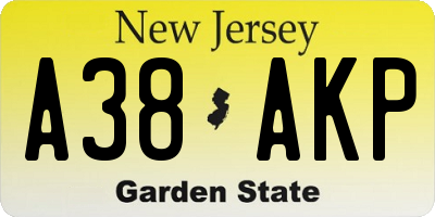 NJ license plate A38AKP