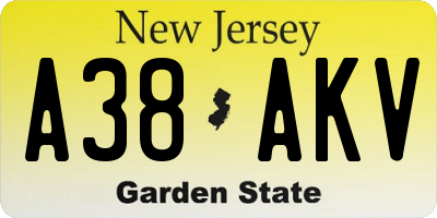 NJ license plate A38AKV
