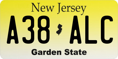 NJ license plate A38ALC