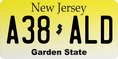 NJ license plate A38ALD