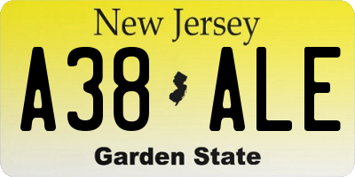 NJ license plate A38ALE