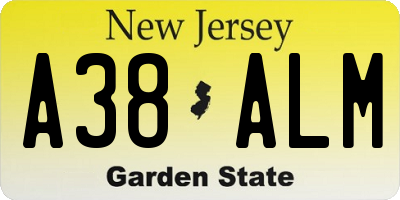 NJ license plate A38ALM