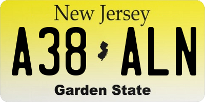 NJ license plate A38ALN