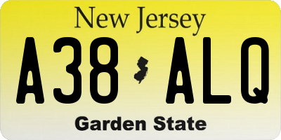 NJ license plate A38ALQ