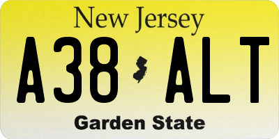 NJ license plate A38ALT