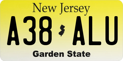 NJ license plate A38ALU