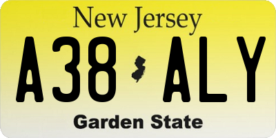 NJ license plate A38ALY
