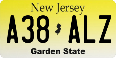 NJ license plate A38ALZ
