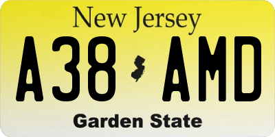 NJ license plate A38AMD