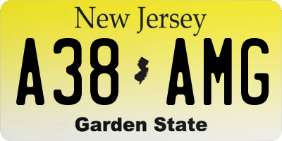 NJ license plate A38AMG