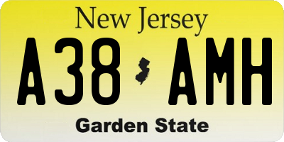 NJ license plate A38AMH