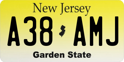 NJ license plate A38AMJ