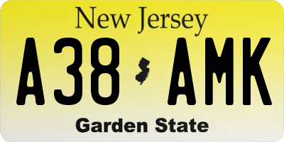 NJ license plate A38AMK