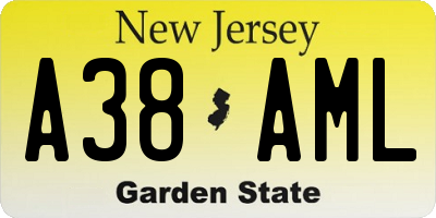 NJ license plate A38AML