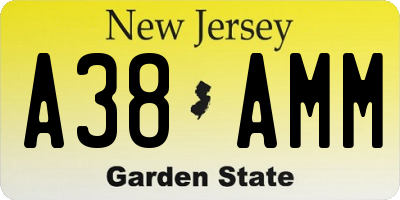 NJ license plate A38AMM