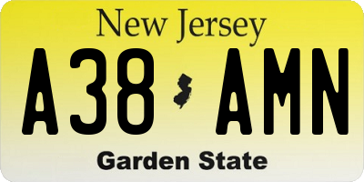 NJ license plate A38AMN