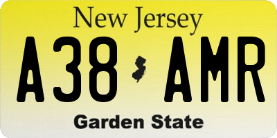 NJ license plate A38AMR