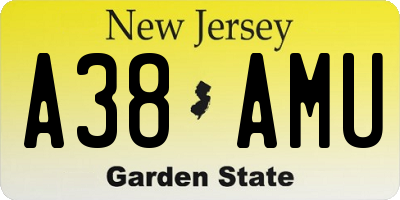 NJ license plate A38AMU