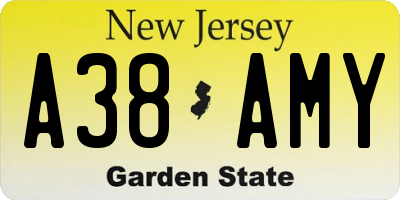 NJ license plate A38AMY