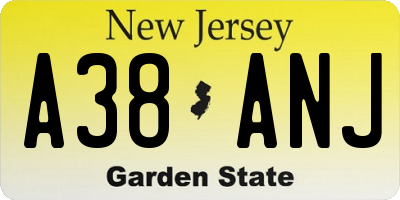 NJ license plate A38ANJ