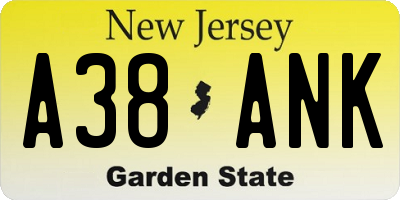 NJ license plate A38ANK