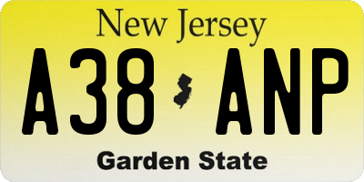 NJ license plate A38ANP