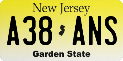 NJ license plate A38ANS