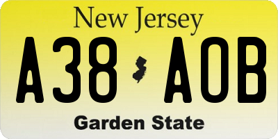 NJ license plate A38AOB