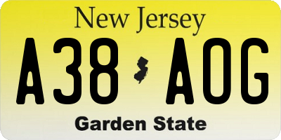NJ license plate A38AOG