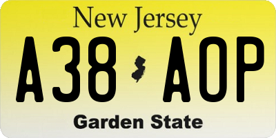NJ license plate A38AOP