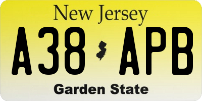 NJ license plate A38APB