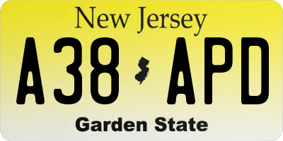 NJ license plate A38APD