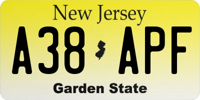 NJ license plate A38APF