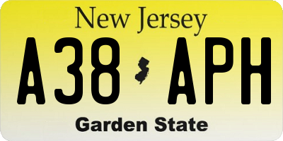 NJ license plate A38APH
