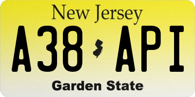NJ license plate A38API