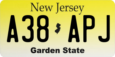 NJ license plate A38APJ