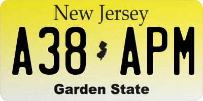 NJ license plate A38APM