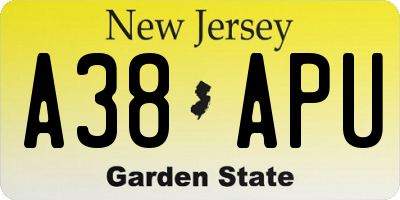 NJ license plate A38APU