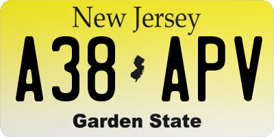 NJ license plate A38APV