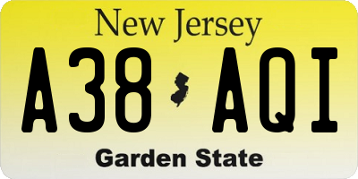 NJ license plate A38AQI