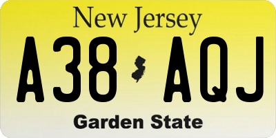 NJ license plate A38AQJ